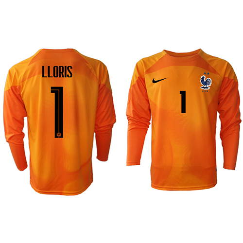 Camisa de time de futebol França Hugo Lloris #1 Goleiro Replicas 1º Equipamento Mundo 2022 Manga Comprida